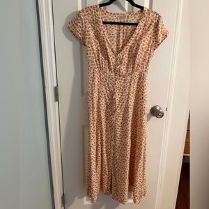 Reformation Cream Maxi Dress with Red Floral Print